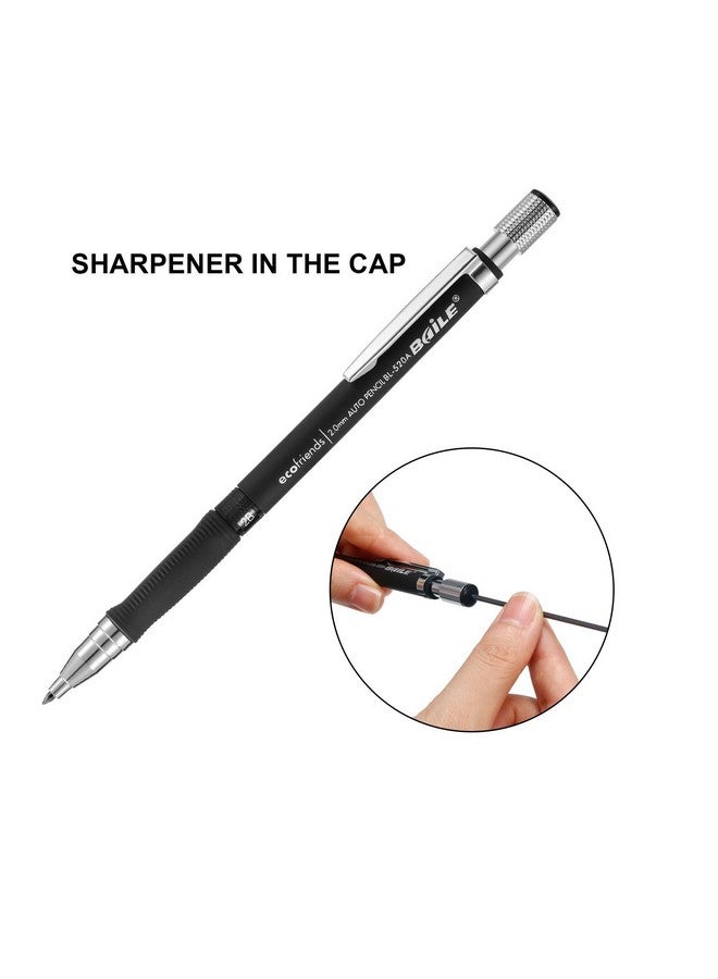 JOVITEC 3 Pieces 2.0 mm Mechanical Pencil with 2 Cases Refills, Color and Black Refills for Draft Drawing, Writing, Crafting, Art Sketching - Image 2