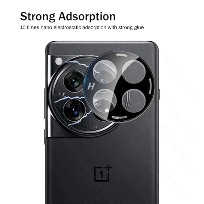 WonReza Back Camera Glass Protector for OnePlus 12 Camera Lens Protector Guard Full Coverage 3D Premium (Black) - Image 2
