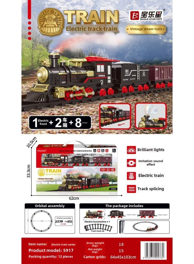 Baolexing Children's Car Toy Children's Toy Car Suit Birthday Gift Huili Car Toy Train-Color:Electric Track Train#5917  - Image 1