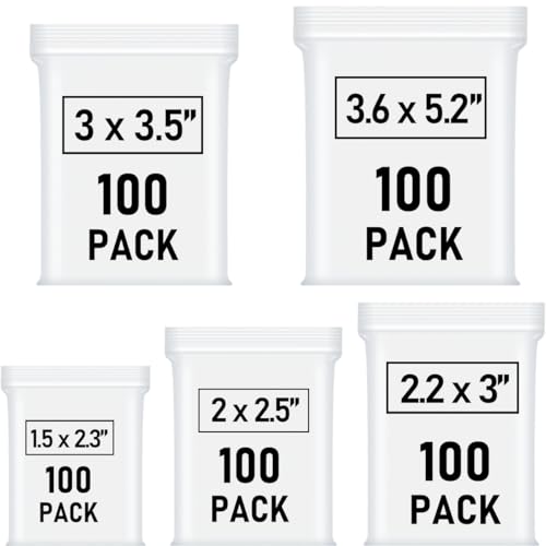 Wddeevoi 500 Pcs Small Plastic Bags, Small Bag, Mini Baggies, Jewelry Bag Clear Plastic, 5 Assorted Sizes, Resealable Poly Bags for Pill, Storage, Candy, Packaging - Image 1