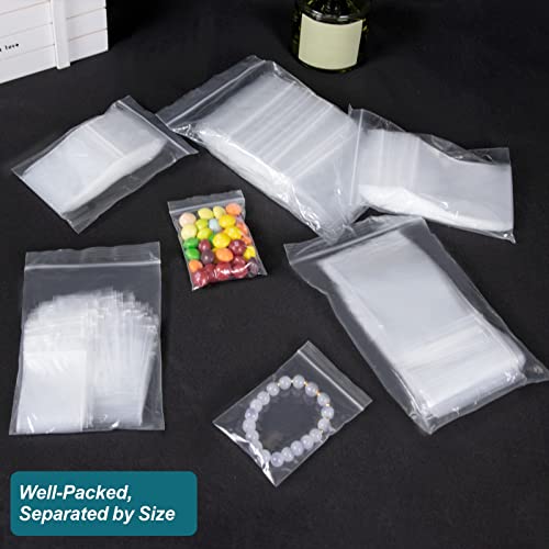 Wddeevoi 500 Pcs Small Plastic Bags, Small Bag, Mini Baggies, Jewelry Bag Clear Plastic, 5 Assorted Sizes, Resealable Poly Bags for Pill, Storage, Candy, Packaging - Image 5