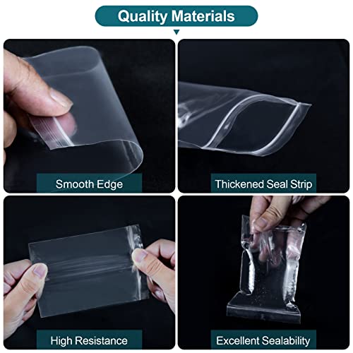 Wddeevoi 500 Pcs Small Plastic Bags, Small Bag, Mini Baggies, Jewelry Bag Clear Plastic, 5 Assorted Sizes, Resealable Poly Bags for Pill, Storage, Candy, Packaging - Image 3