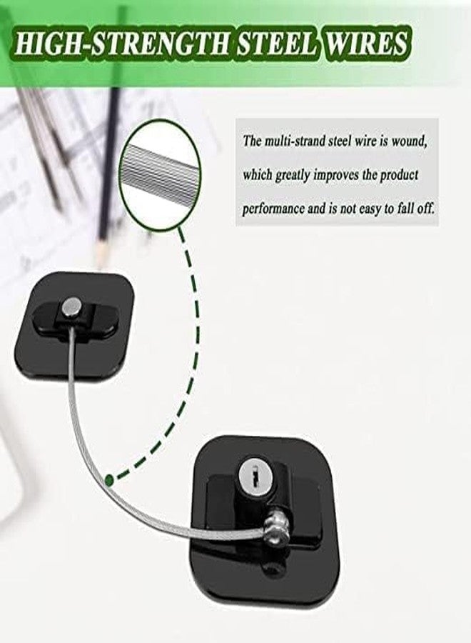 GLNRM Child Safety Lock with Keys - Cabinet Restrictor Cable for Baby, Safety Door Locks for Cupboard, Cabinets, Fridge & Freezers, Child Security Locks, Childproof Your House, with Adhesive - Image 2