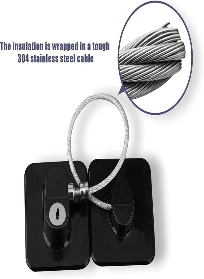 GLNRM Child Safety Lock with Keys - Cabinet Restrictor Cable for Baby, Safety Door Locks for Cupboard, Cabinets, Fridge & Freezers, Child Security Locks, Childproof Your House, with Adhesive - Image 4