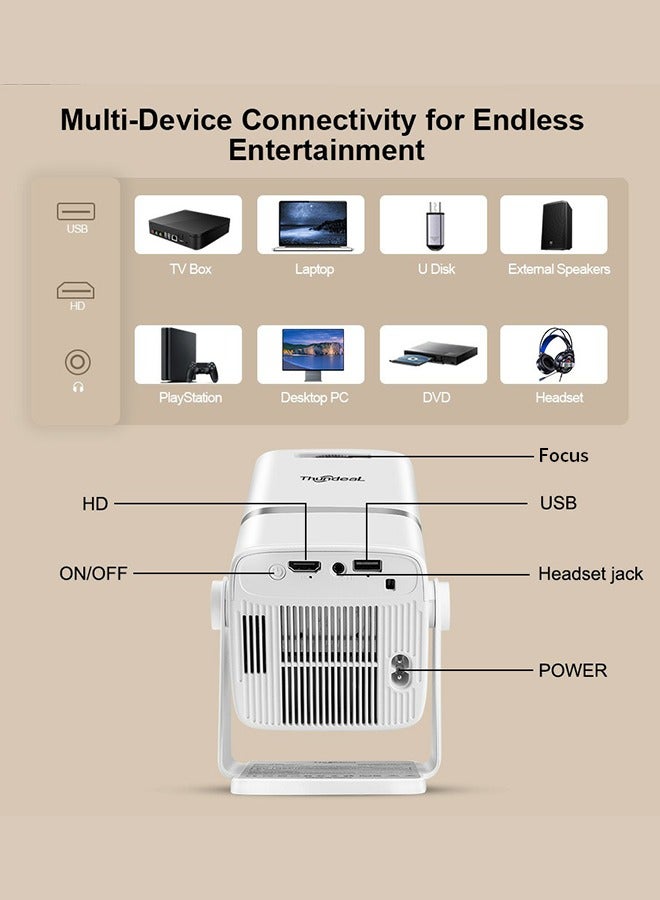 4K Projector, TD80W 300 ANSI Android 13 WiFi6 3D Home Theater Projector Portable Beam Projector Meeting Video Movie PK HY320