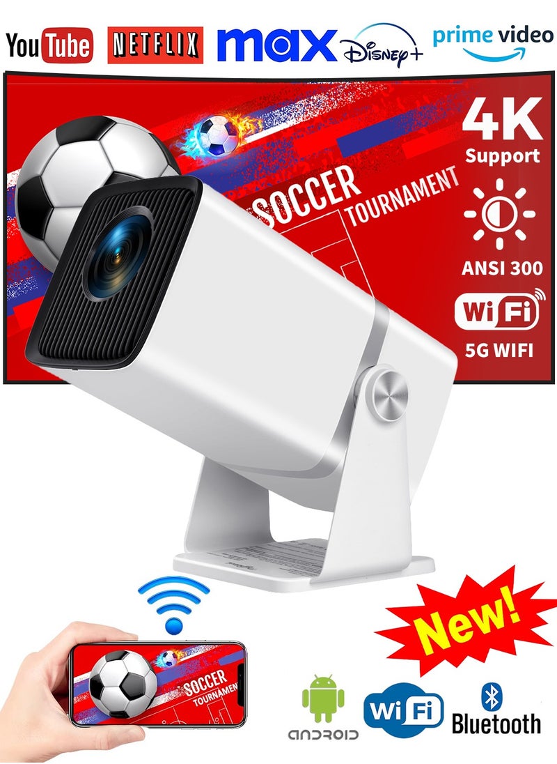 ThundeaL 4K Projector, TD80W 300 ANSI Android 13 WiFi6 3D Home Theater Projector Portable Beam Projector Meeting Video Movie PK HY320  - Image 1