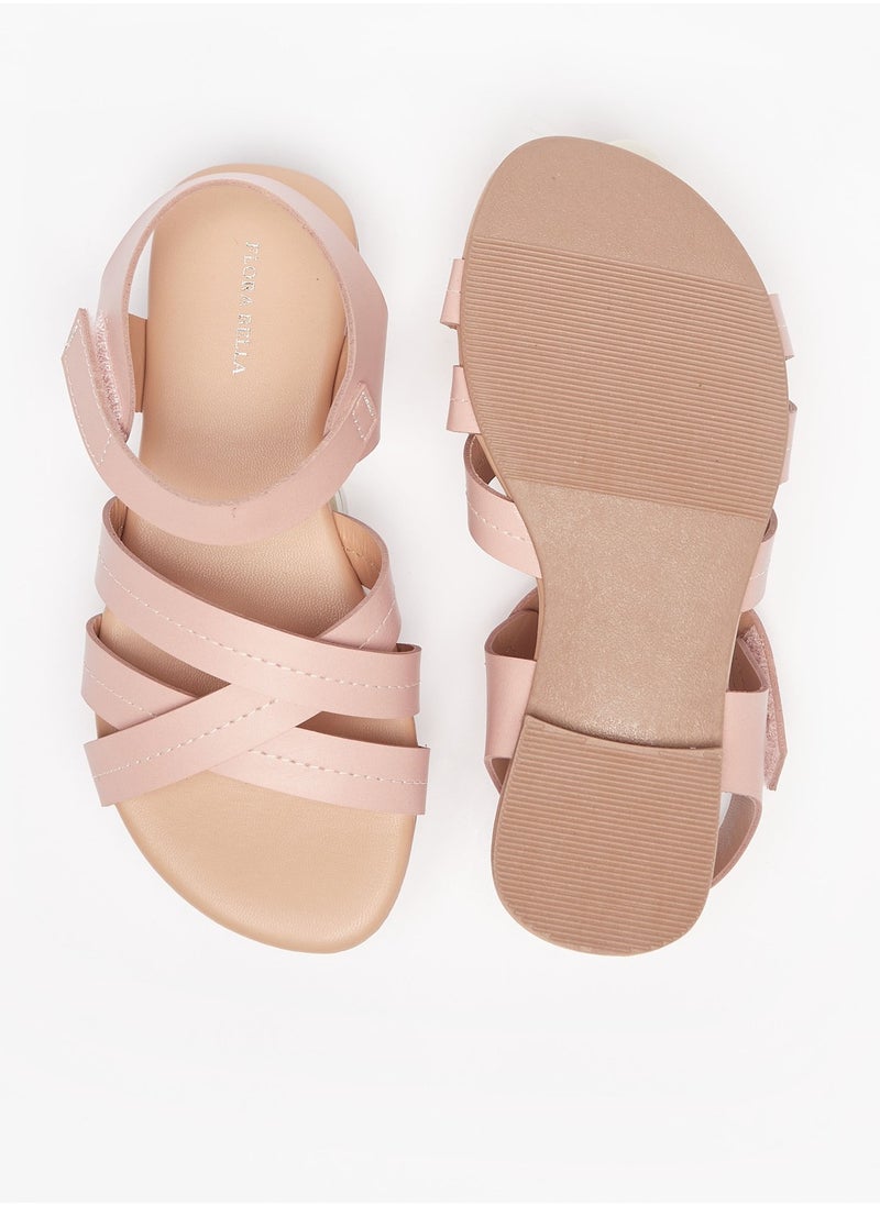 Flora Bella By Shoexpress - Girls Strappy Sandals with Hook and Loop Closure - Image 1