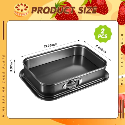 Uiifan 2 Pcs Non Stick Springform Pans Cheesecake Pan Rectangle Springform Pans Square Cake Pan with Removable Bottom for Kitchen Baking Roasting Muffin Bread Cake Brownie Bakeware 13 x 9 x 3 in - Image 3