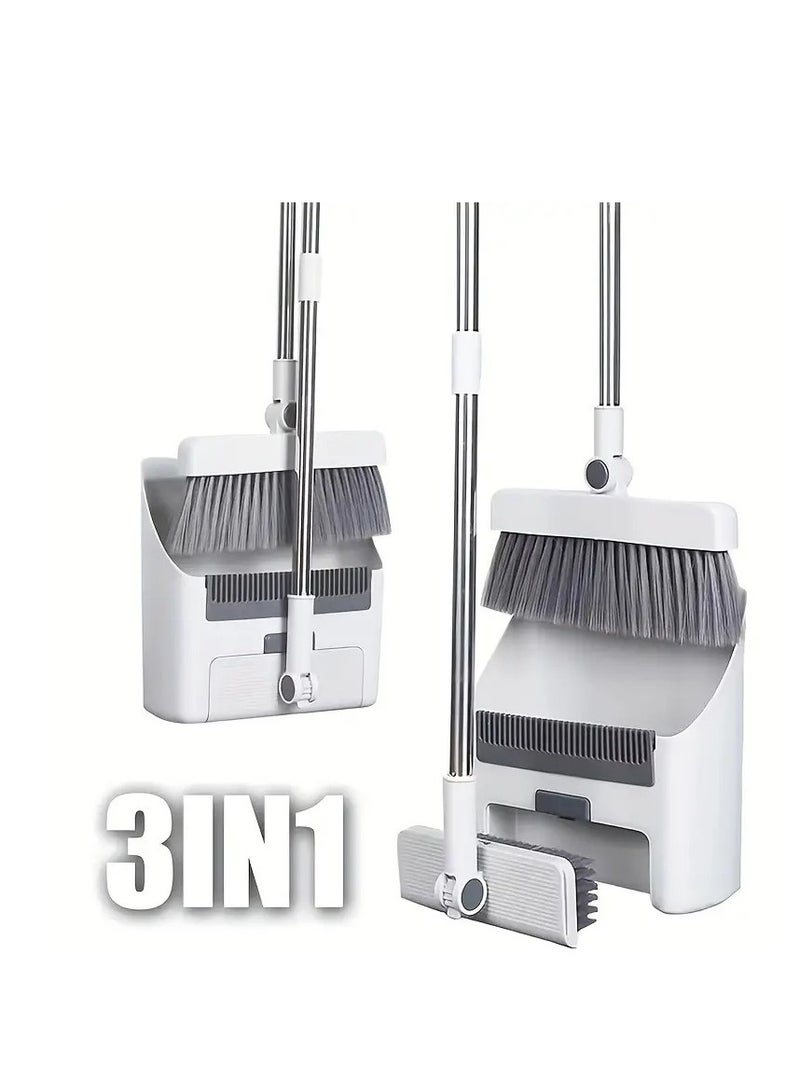 BAIG 3in1 Broom Sweeping Outdoor Long Handle Broom And Dustpan Set Push Broom Heavy-Duty For Home Cleaning Bathroom Kitchen, Cleaning Tools  - Image 4
