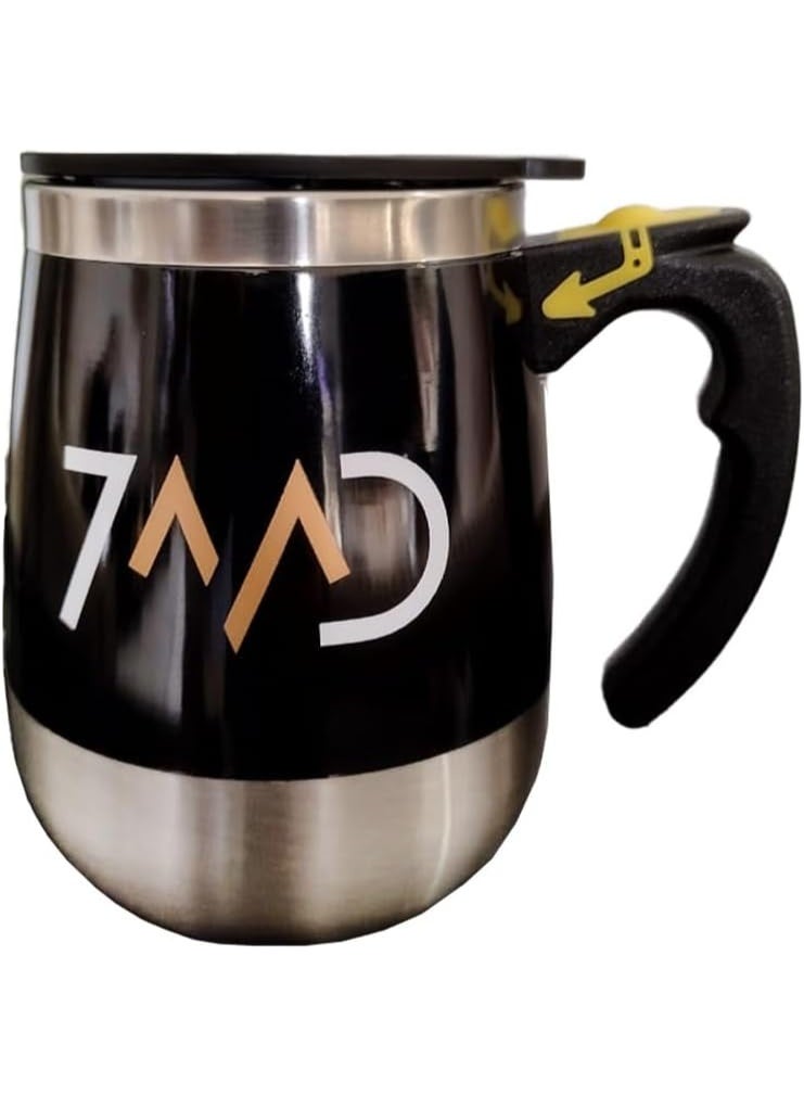 7MD Auto Magnetic Mug 400ml, Self Stirring USB Rechargeable Cup, Stainless Steel Coffee Tea Hot Chocolate Mixer, Electric Travel Mug, Portable Leakproof, Office Home Use (Black) - Image 1
