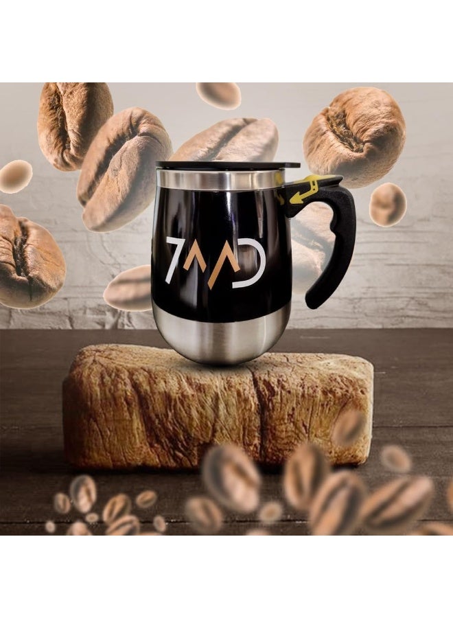 7MD Auto Magnetic Mug 400ml, Self Stirring USB Rechargeable Cup, Stainless Steel Coffee Tea Hot Chocolate Mixer, Electric Travel Mug, Portable Leakproof, Office Home Use (Black) - Image 2