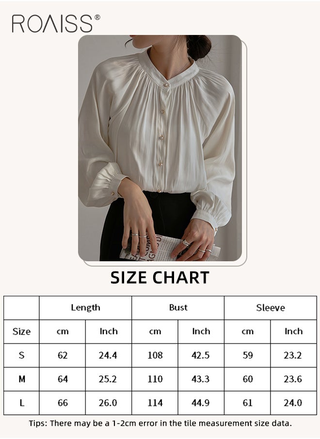 Comfy Satin Pleated Shirt for Women Casual Breathable Stand Collar Long Sleeve Shirts Ladies Retro Lantern Sleeve Temperament Skin Friendly Top Blouse for Daily Commute - pzsku/ZF26FCCB826B3173C7953Z/45/_/1720520953/e76f7d32-0304-441f-9e1f-f1eb46615c4c