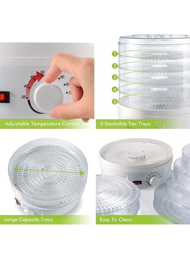 MIXDE Food Dehydrator, 5 Tier and Digital Temperature Controls, Electric Food Preserver Machine with Powerful Drying Capacity for Fruits, Veggies, Meats & Dog Treats (Round) - Image 5