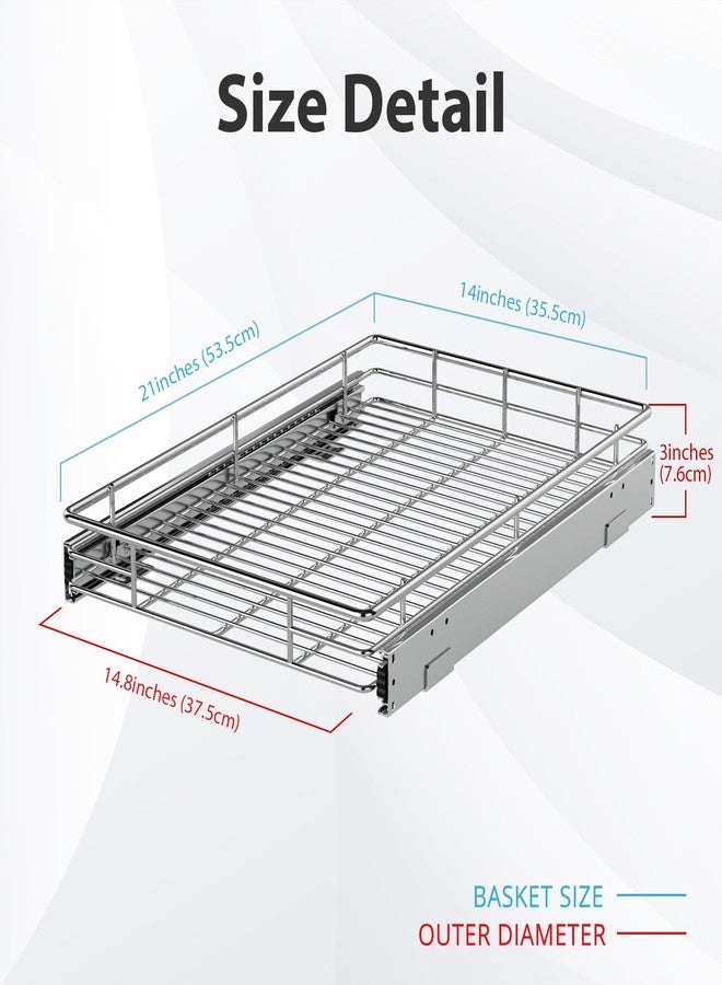 ZOINLIY Pull Out Cabinet Organizer, Versatile Slide Out Kitchen Organizers and Storage,Heavy Duty Drawer Cupboard Storage Basket, Smooth Sliding, Chrome Finish,14.8" W x 21" D - Image 5