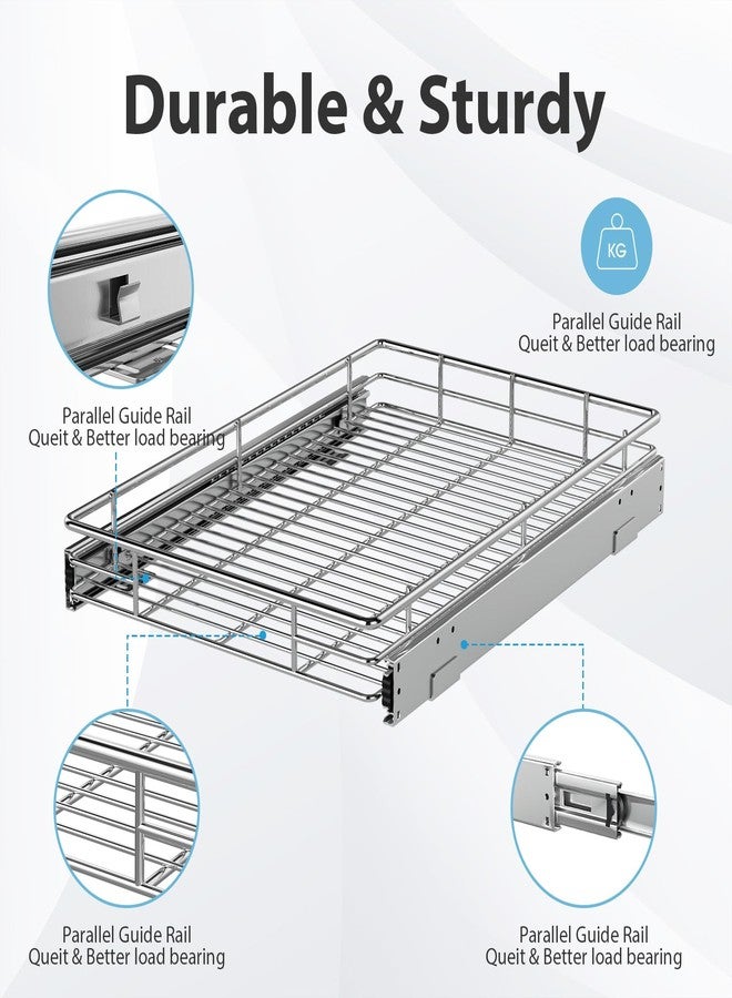 ZOINLIY Pull Out Cabinet Organizer, Versatile Slide Out Kitchen Organizers and Storage,Heavy Duty Drawer Cupboard Storage Basket, Smooth Sliding, Chrome Finish,14.8" W x 21" D - Image 4