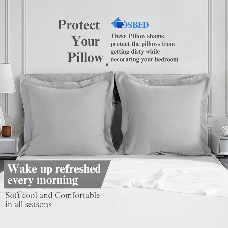 OSBED Cotton Pillow Covers Set of 2 - Breathable & Cooling Pillow Shams (Light Grey, 50 x 65cm) - Image 5