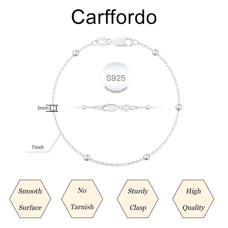 Carffordo 925 Sterling Silver Bracelet Silver Chain Bracelet for Women Simple Dainty Bracelet for Women Waterproof Trendy Jewelry Gifts - Image 5