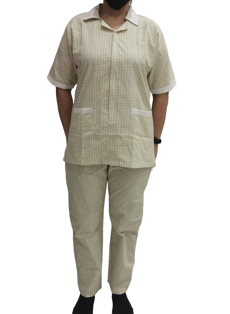 Rannah's Uniform Women's Housekeeper Uniform, Yellow Housemaid Large Checkers Uniform Design, Summer Fabric, Light Fabric  - Image 2