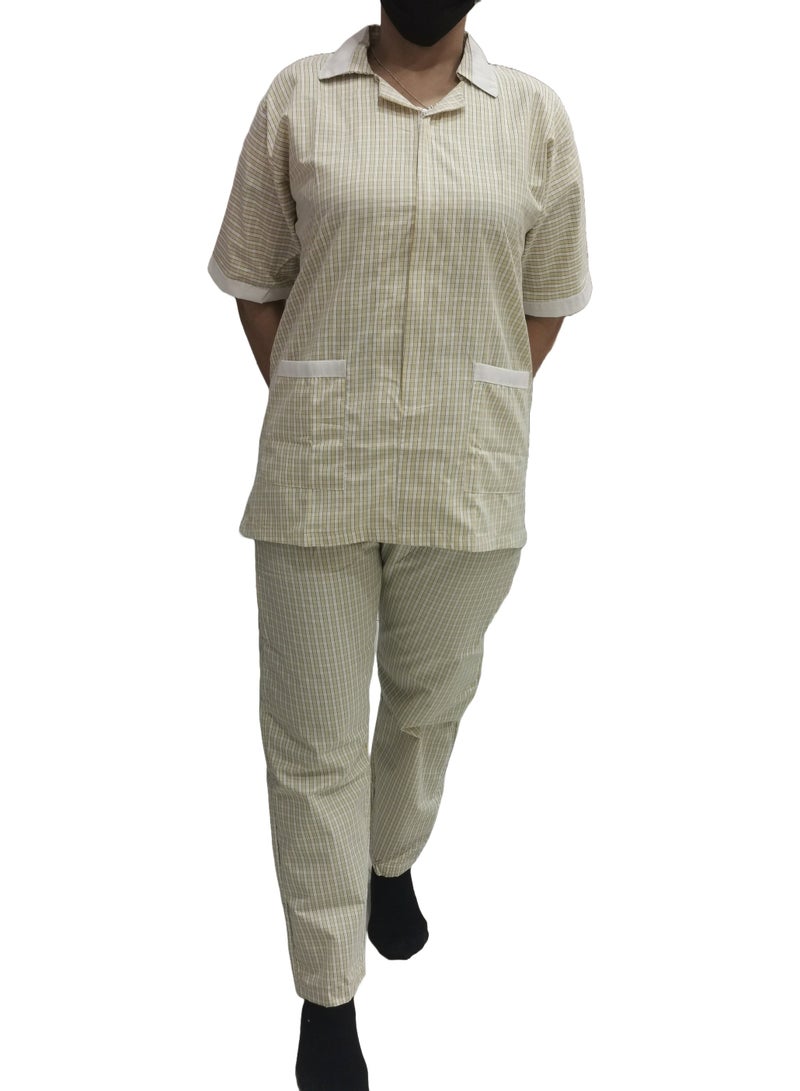 Rannah's Uniform Women's Housekeeper Uniform, Yellow Housemaid Large Checkers Uniform Design, Summer Fabric, Light Fabric  - Image 3