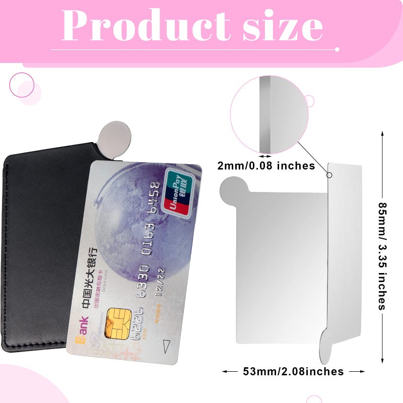 Jetec 10 Pieces Pocket Compact Mirrors Mini Mirror for Purse Wallet Small Handheld Stainless Steel Unbreakable with PU Leather Case for Men Women Travel Camp Signal Makeup(Black) - Image 2