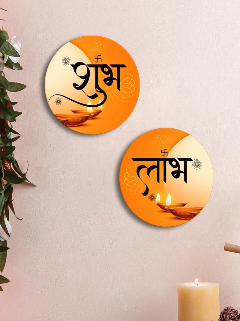 999Store Dipak Art Round shubh labh for Diwali puja and Door Entrance shubh labh Wall Hanging(SLP035) - Image 1