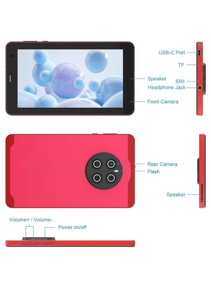 REBENUO 7" Smart Tablet, Android 13 Kids Computer Tab with Wiresless Keyboard & Protective Cover, 8GB RAM | 512 GB Storage, Single SIM 5G LTE Wifi, Zoom & Tiktok Supported (Red) - Image 2