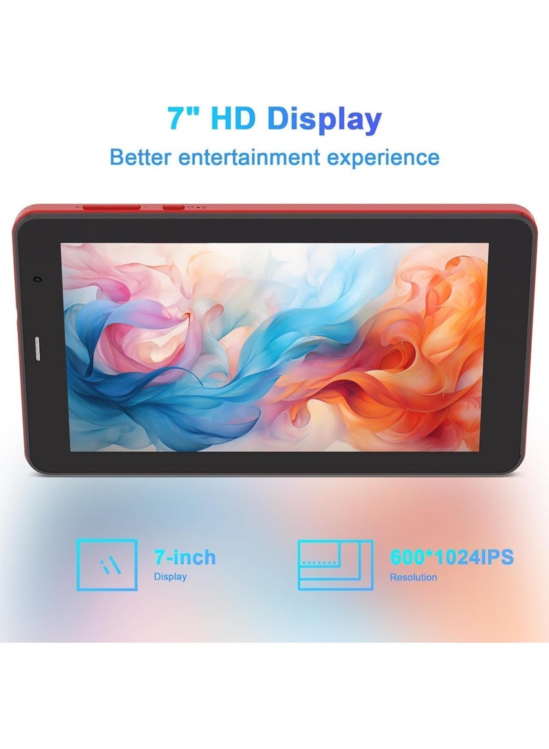 REBENUO 7" Smart Tablet, Android 13 Kids Computer Tab with Wiresless Keyboard & Protective Cover, 8GB RAM | 512 GB Storage, Single SIM 5G LTE Wifi, Zoom & Tiktok Supported (Red) - Image 4