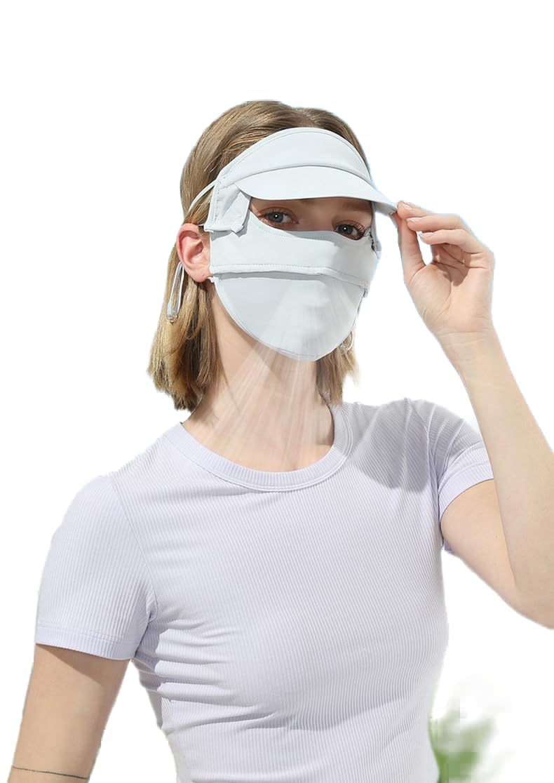2PCS UV Protection Face Mask with Sun Visor - Women Full Face Sun Cover for Outdoor Activities - Image 1