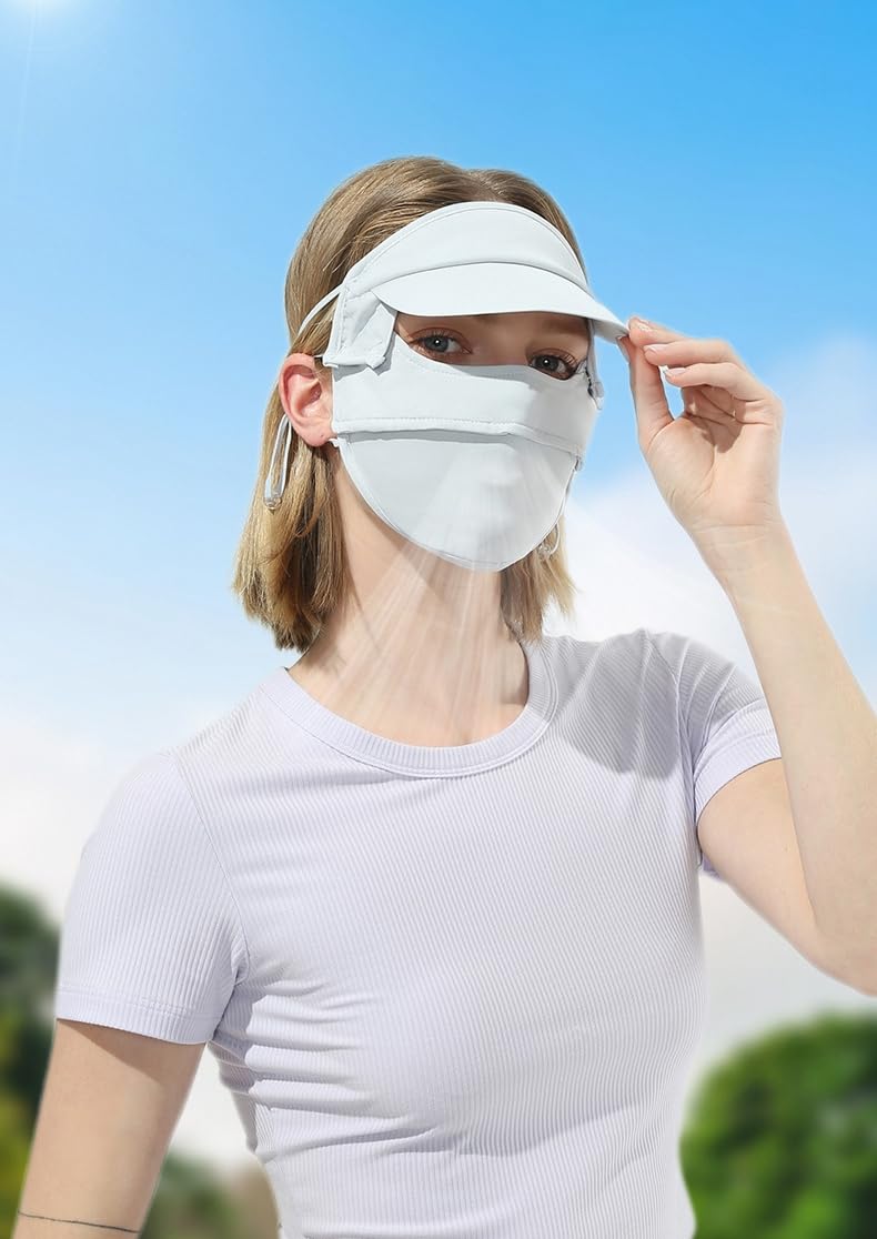 2PCS UV Protection Face Mask with Sun Visor - Women Full Face Sun Cover for Outdoor Activities - Image 2