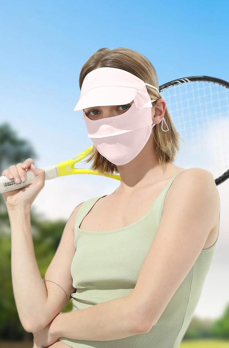 2PCS UV Protection Face Mask with Sun Visor - Women Full Face Sun Cover for Outdoor Activities - Image 5