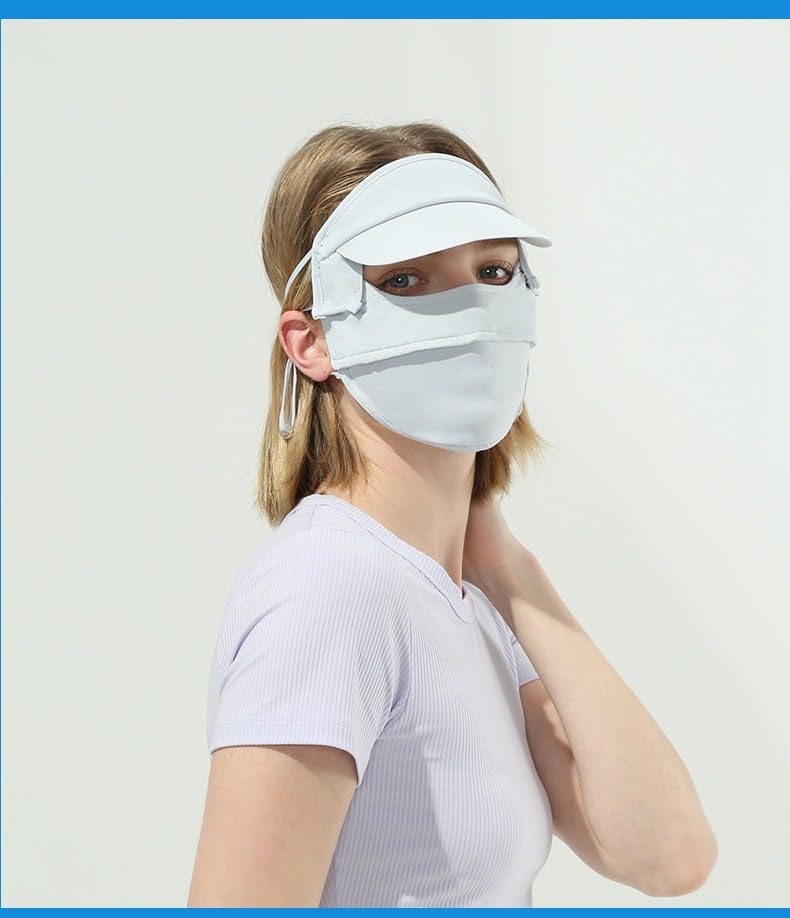 2PCS UV Protection Face Mask with Sun Visor - Women Full Face Sun Cover for Outdoor Activities - Image 4