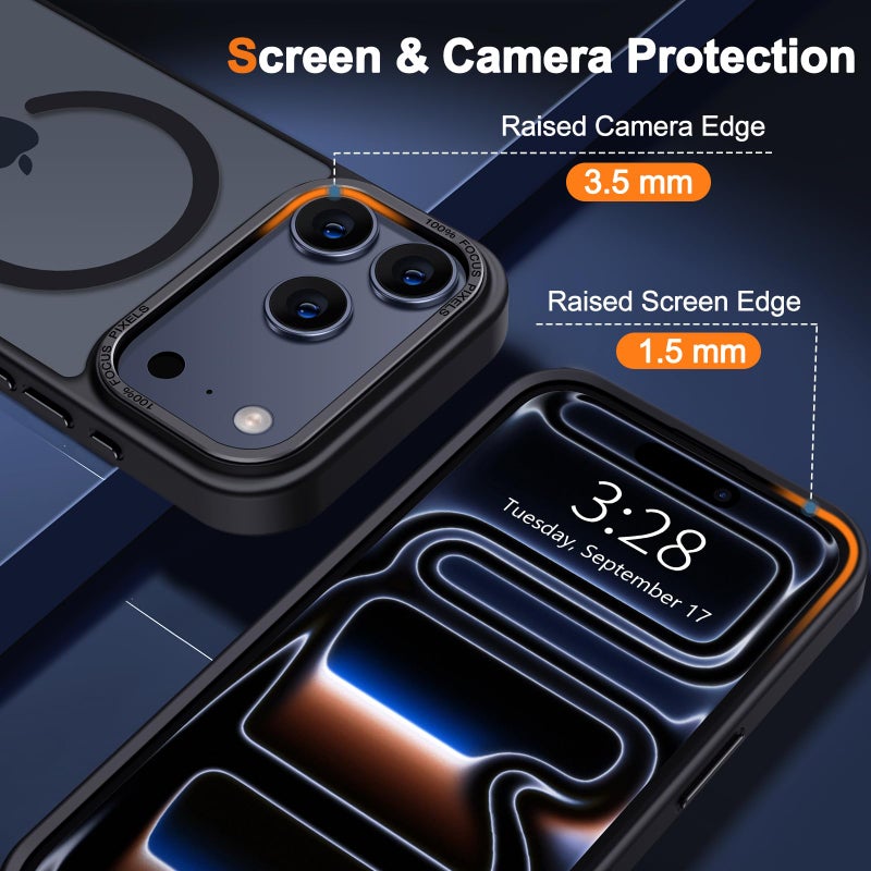 Hython Case for iPhone 17 Pro Case Magnetic Translucent Matte Phone Cases 6.3" [Compatible with MagSafe] Thin Slim Fit Shockproof Bumper Hard Protective Cover for Women Men Girls, Frosted Black - Image 4