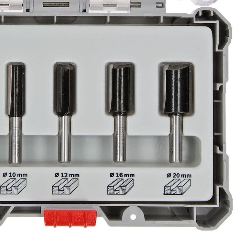 BOSCH مجموعة قواطع راوتر مهنية 6 قطع مع قواطع مستقيمة مع عمود 6 مم، مناسبة لراوتر GKF 550 بلان وراوتر GOF 130 - Image 3