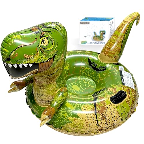 FindUWill Dinosaur Snow Tube, FindUWill 64.9 inch Large Inflatable Snow Sled with Handles, Heavy Duty Snow Tubes Sledding for Kids and Adults (Reinforced Double-Layers Bottom) - Image 1