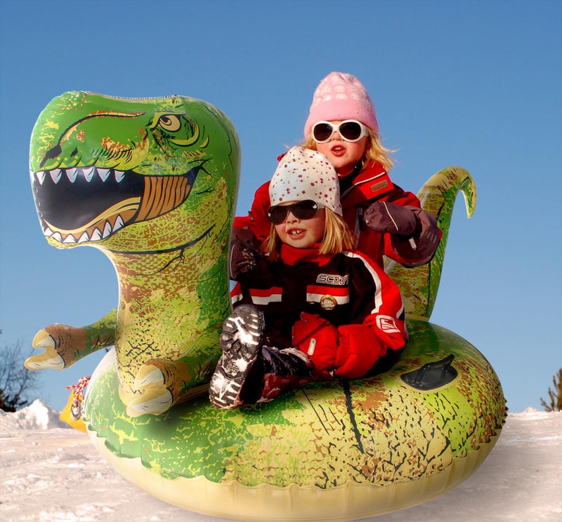 FindUWill Dinosaur Snow Tube, FindUWill 64.9 inch Large Inflatable Snow Sled with Handles, Heavy Duty Snow Tubes Sledding for Kids and Adults (Reinforced Double-Layers Bottom) - Image 4