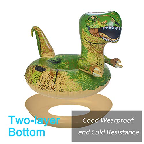 FindUWill Dinosaur Snow Tube, FindUWill 64.9 inch Large Inflatable Snow Sled with Handles, Heavy Duty Snow Tubes Sledding for Kids and Adults (Reinforced Double-Layers Bottom) - Image 3