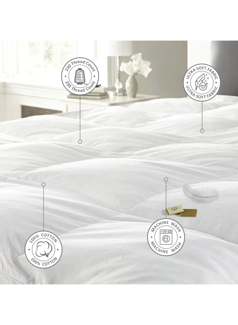 Donetella Hotel Mattress Topper King Size 200x200+8 cm  Fitted Style With 1000Gsm and Cotton Fabric , White