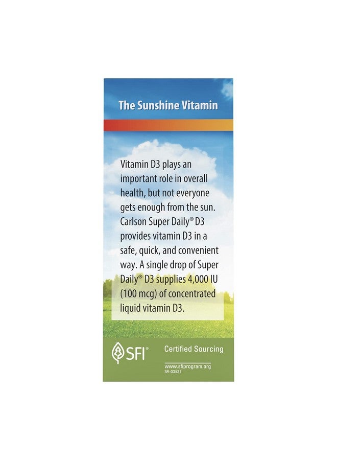 Carlson Super Daily D3 4,000 IU (100 mcg), Heart & Immune Health, Teeth & Bone Strength, Unflavored, 365 Drops - Image 4