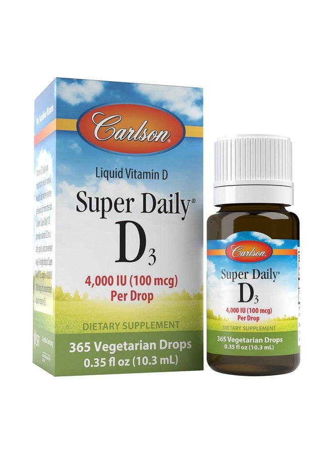 Carlson Super Daily D3 4,000 IU (100 mcg), Heart & Immune Health, Teeth & Bone Strength, Unflavored, 365 Drops - Image 1