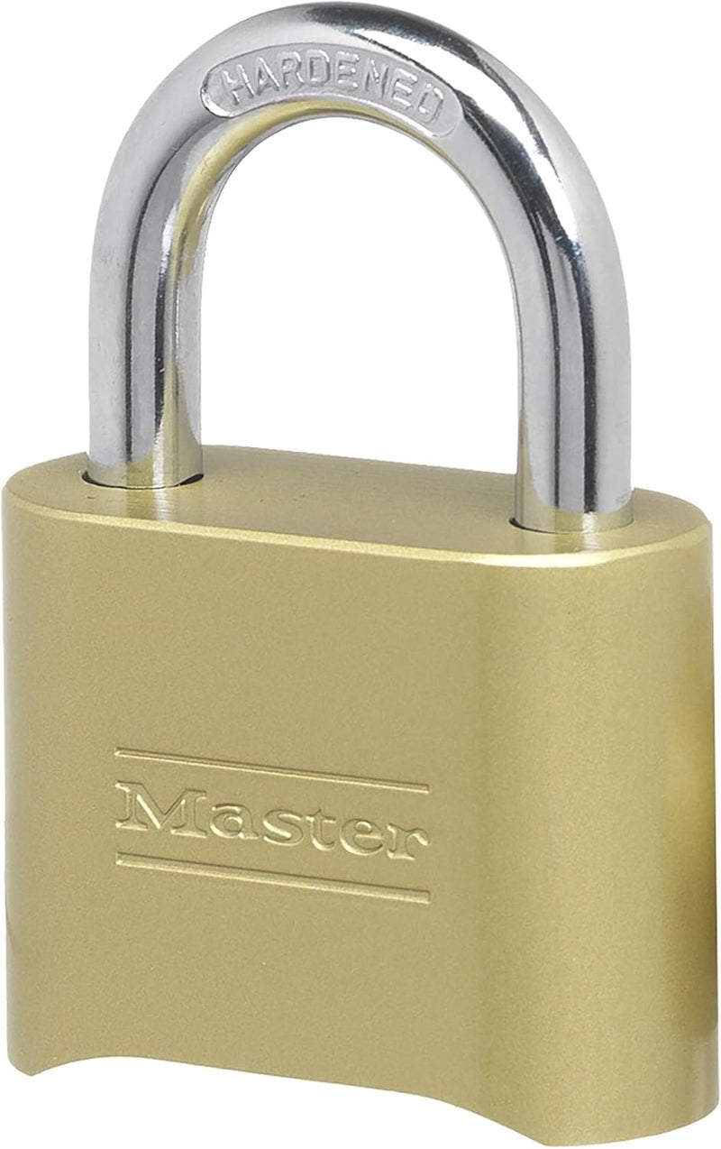 Master Lock Brass Combination Padlock - Resettable for Gym Locker, Gate, Fence, or Shed Lock, Model 175D - Image 1