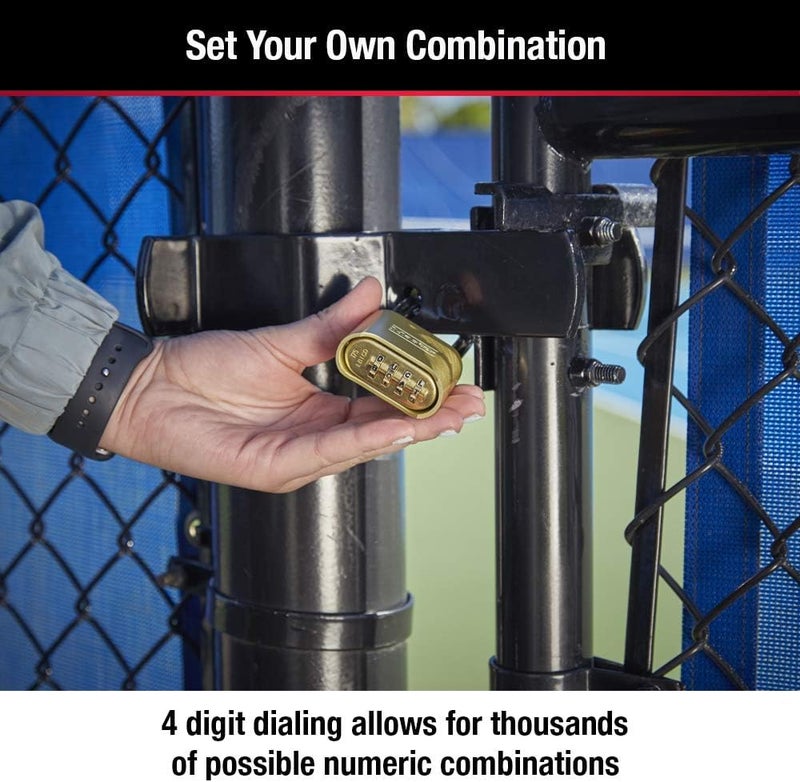 Master Lock Brass Combination Padlock - Resettable for Gym Locker, Gate, Fence, or Shed Lock, Model 175D - Image 3