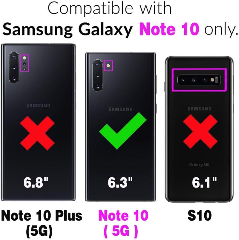 Asuwish Compatible With Samsung Galaxy Note 10 Glaxay Note10 5G Wallet Case Tempered Glass Screen Protector And Flip Cover Card Holder Cell Phone Cases For Gaxaly Notes 10S Ten Not S10 Women Men Pink - Image 2