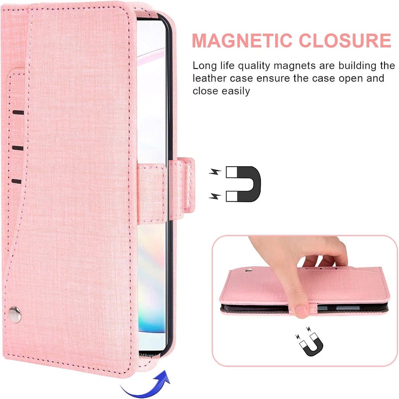Asuwish Compatible With Samsung Galaxy Note 10 Glaxay Note10 5G Wallet Case Tempered Glass Screen Protector And Flip Cover Card Holder Cell Phone Cases For Gaxaly Notes 10S Ten Not S10 Women Men Pink - Image 5
