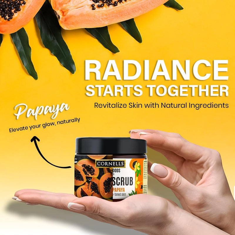 CORNELLS WELLNESS Cornells Super Foods Tropical Papaya Face Scrub For Glowing & Even-Toned Skin | For Men & Women Radiance Boost With Papaya & Orange Extract - 330ml - Image 3