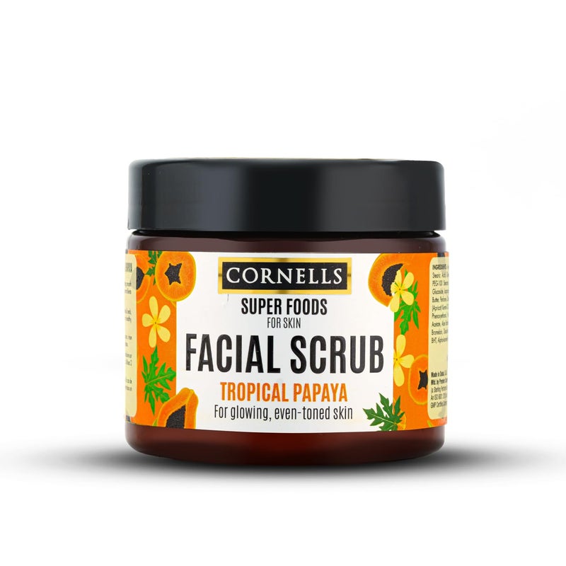 CORNELLS WELLNESS Cornells Super Foods Tropical Papaya Face Scrub For Glowing & Even-Toned Skin | For Men & Women Radiance Boost With Papaya & Orange Extract - 330ml - Image 1