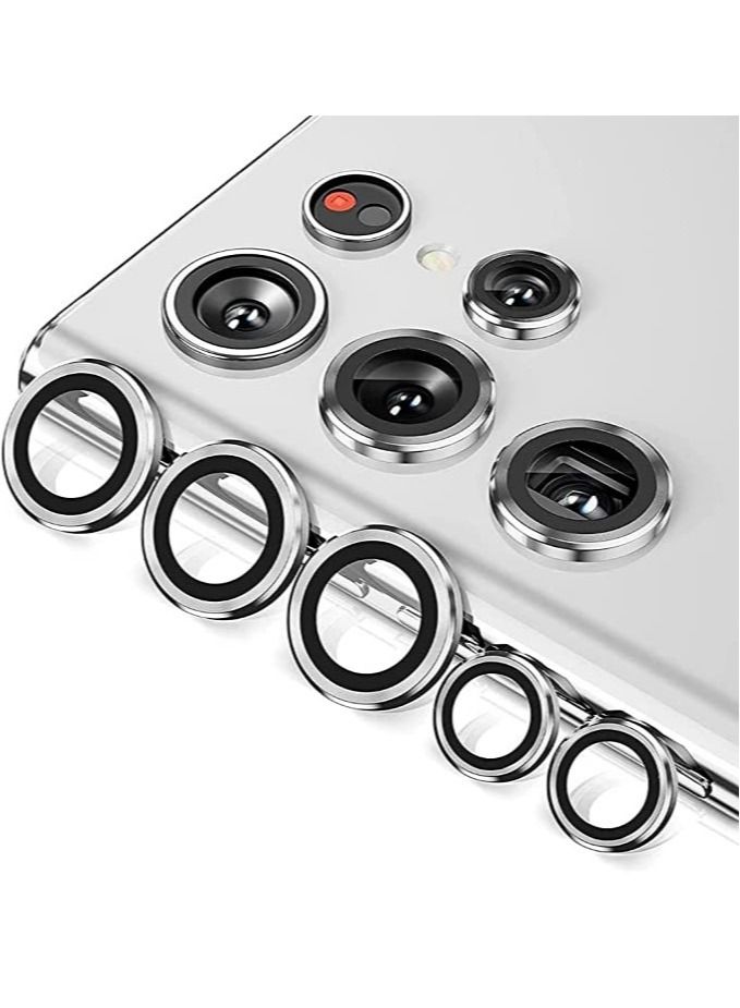 Samsung Galaxy S23 Ultra Camera Lens Protector, 9H Tempered Glass Camera Cover Screen Protector Metal Individual Ring, S23 Ultra 5G 2023 (Silver) - Image 1