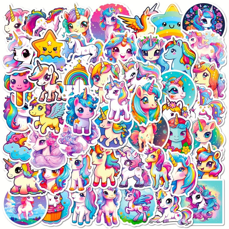 50pcs Unicorn Waterproof Doodle Stickers for Car Laptop Phone Case Luggage - Image 1
