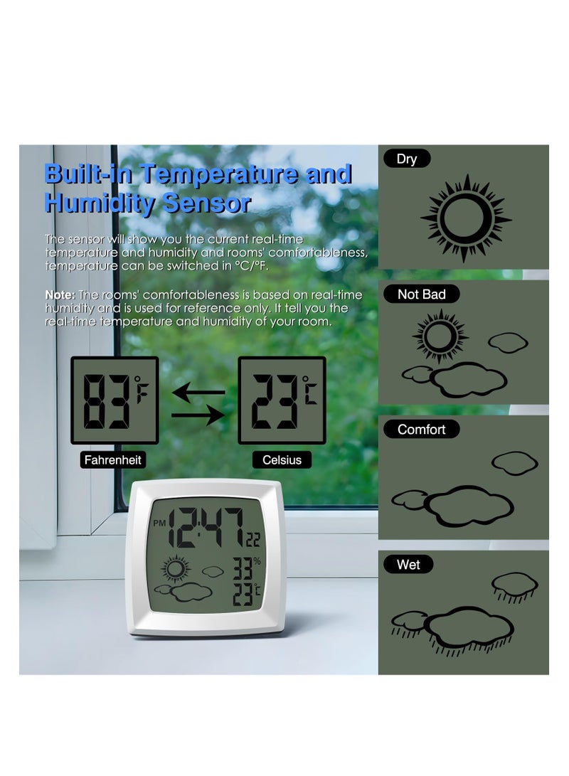 SYOSI Travel Alarm Clock, Small Digital Clock, Weather Station Battery Operated Clock with Temperature in ℃/℉, Auto Backlight, 12/24H, Date, Smart Clock Battery Alarm Clocks for Bedrooms Bedside Clock - Image 4