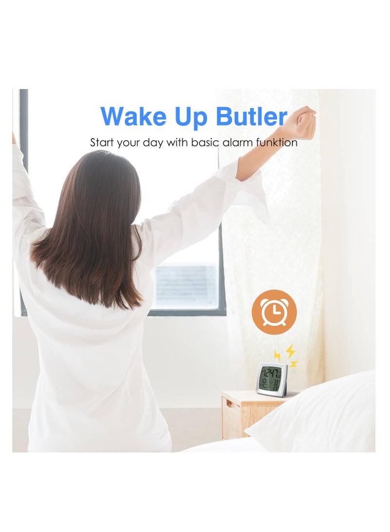 SYOSI Travel Alarm Clock, Small Digital Clock, Weather Station Battery Operated Clock with Temperature in ℃/℉, Auto Backlight, 12/24H, Date, Smart Clock Battery Alarm Clocks for Bedrooms Bedside Clock - Image 5