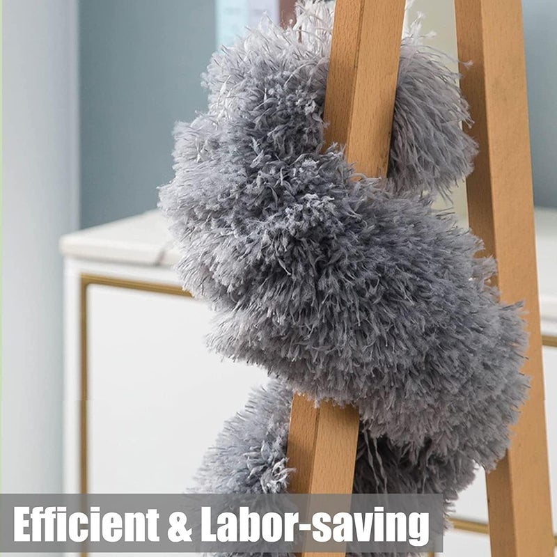 ZIPRON 3 in 1 Long Handle Microfiber Feather Ceiling Duster with Extendable Pole 30100 Inch with Anti Scratch Bendable Head for Cleaning High Cobweb Stick High Ceiling Fan Stainless SteelGrey - Image 3
